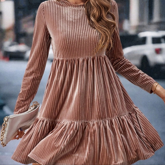 Dresses & Skirts - Solid Ruffle Hem Smock Dress